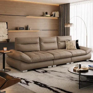 Italian Style Luxury Modern Leather Sofa 3 Seater Living Room Lounge Upholstered Leisure Office Sofa Set Furniture