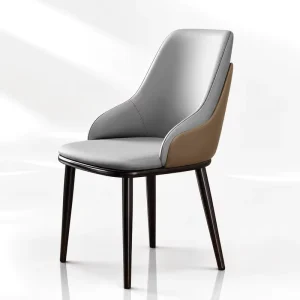 Italian Style Luxury PU Leather Wingback Dining Chair Metal Legs Modern Minimalist Design for Restaurant Hotel Villa Outdoor Use