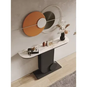 Italian Style Metal Slate Slab Ultra narrow Modern Entrance Table Entryway Hotel Light Luxury Simple Side Table Corridor