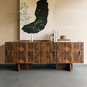 Italian Style Minimalist Solid Wood Sideboard Nordic Living Room Decorative Tree Tumor Wood Skin Living Room Side Cabinet