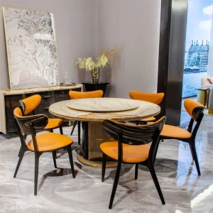Italian Style Modern Round Dining Table Set 8 Seater Luxury Marble Top Restaurant Handcrafted Stone Furniture Dining Table