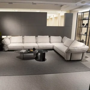 Italian Style Modular Genuine Leather Sofa Modern Minimalist Living Room 3 Seater Couch for Home Furniture