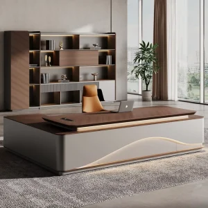 Italian Style Office Furniture LED Functional High end Luxury Boss Desk Lightweight Luxury CEO Office Desk Desk