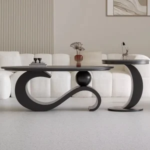 Italian Style Slate Top Wood Frame Multifunctional Coffee Table Living Room Furniture Small Apartment Light Luxury Modern