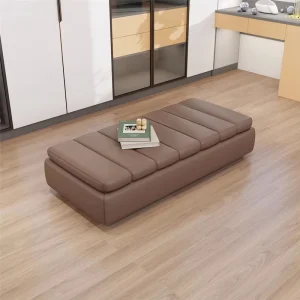 Italian Synthetic Leather Rectangle Long Bench Sponge for Bedroom Villa Mall Hotel Shoe Changing Use Comfortable Durable Design