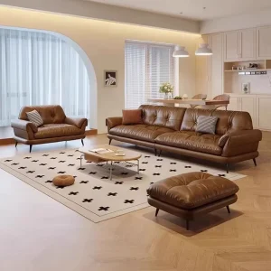 Italian Vintage Minimalist Leather Multi Color Reclining Sectional Sofa Set for Apartment Living Room Furniture U Shape Sofa