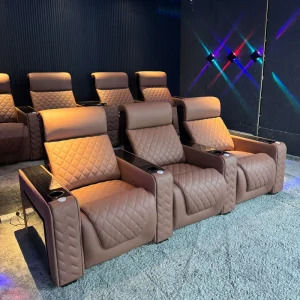 Italian Wooden Accessories Luxury Media Room Theater Furniture Recliner Sofa Set Cinema Theatre Reclining Home Movie Seats