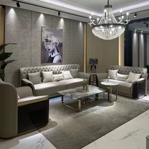 Italian style Light Luxury Genuine Leather High back Three Seat Sofa Modern Minimalist Elegant High end Large sized Upscale
