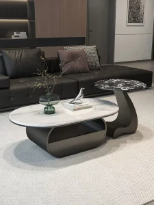 Italian-style Light Luxury High-End Microcrystalline Stone Coffee Table Marble Top Modern Minimalist Design Storage Space No