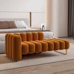Italian style Light Luxury Velvet Fabric Headboard Bench Postmodern Bedroom Lounge Chair Creative Shoe changing Home Living Room
