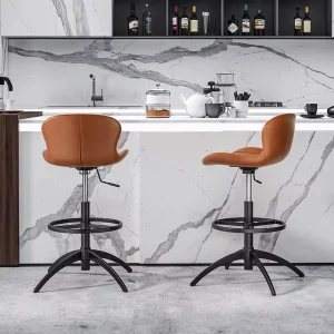 Italian style Luxury Bar Stool Adjustable Height Swivel Imported Top Grade Cowhide Commercial Use High Stool Island Table Chair