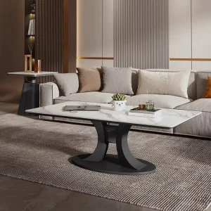 Italian style Minimalist Modern Rectangular Quartzite Coffee Table Metal Frame