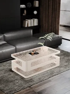 Italian style Rectangular Tempered Glass Coffee Table Minimalist Modern Design Living Room Home Furniture Light luxury