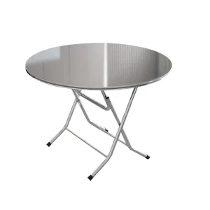 JDZZ 84 Commercial Grade Round Folding Table with Stainless Steel Top Outdoor Waterproof Dining Table