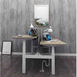 JIECANG Twins Anti collision Double Seat Electric Standing Desk Frame with No Hole Legs