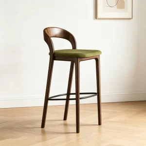 JP Modern Light Luxury High Sense Bar Chair with Stainless Steel High Backrest Lifting Rotating for Living Room Island Table