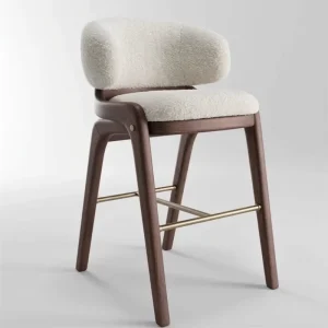 JP Nordic Luxury Bar Kitchen Counter Chairs Solid Wood High Bar Chair Stool for Restaurant Hotel Office