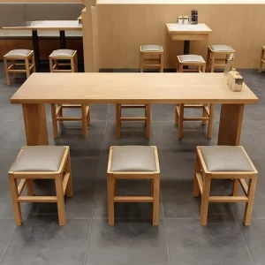Japan Style Furniture Restaurant Long Table Dining Table with Chairs for Cafe Hotel Interior Design Solutions