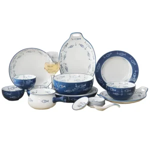 Japanese Creative Fish Set Restaurant Bone China Dinnerware Sets with Customized Logo for Back to School Hotel Use