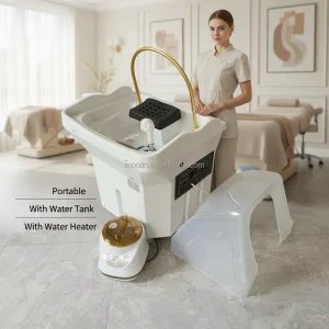 Japanese Head Spa Equipment Head Therapy Portable Mobile Shampoo Sink Basin No Plumbing Salon Shampoo Bowl with 60L tank