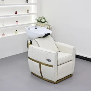 Japanese Style Hair Salon Barber Shop Shampoo Bed PU Leather Ceramic Basin Flushing Bed Seated Hair Shampoo Chair