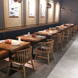 Japanese Style Solid Wood Western Restaurant Table and Chair Set for Dining Snack Bar Cooking Powder Noodle Display