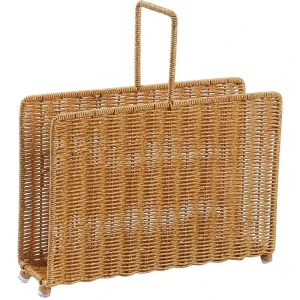 Japanese style Rattan Non Folding Book Newspaper Rack Living Room Sofa Book Storage Basket Caf Magazine Rack Shelving Unit