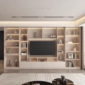 Jeddah Luxury Gold-Trimming Reception Hall Metal TV Stands