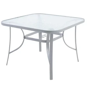 Joye Leisure Modern Outdoor Aluminum Dining Table with Tempered Glass Top for Hotel & Villa Use