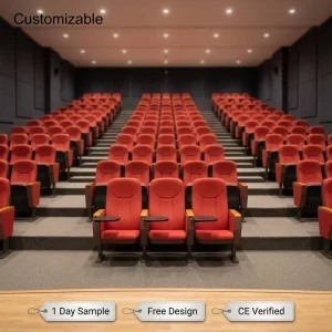 KD Flat Pack Fabric Institutional Auditorium Seating with Foldable Seat for Movie Theater Project