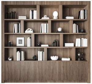 KEJIA Nordic Library Furniture Storage Cabinet Living Room Luxury Wooden Bookcases