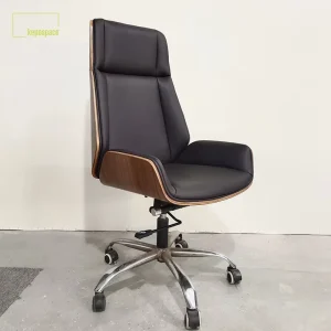 KEPO Ergonomic Upholster Wood Back Executive Leather Office Chair With Adjustable Height Rotary Rocker Computer Leather Chair