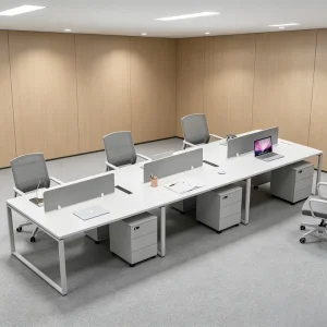 KERIOR FM 002 Staff Office Desk Chair Combination Four Person Screen Card Seat PVC Fire Corrosion Stain Resistant Modern Office