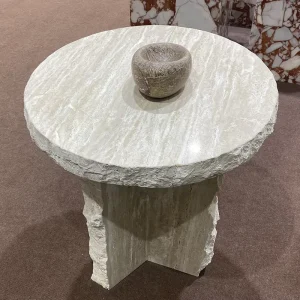 KINGS WING Home Furniture Bedroom Table Modern Turkish Roman Travertine Marble Side Table Living Room Stone Furniture Table