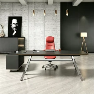 KMJ Executive Desk Luxury Office Furniture L Shaped Boss Table Stainless Steel Frame CEO Office Desk