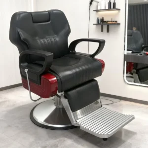 Kaiselong Beauty Salon Barber Chair Black Vintage Lifting Rotating Adjustable PVC Leather Seat Professional Living Room