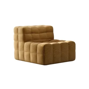 Kashima Style Corduroy Lounge Chair Waffle Tufted All Foam Modular Accent Sofa Chair