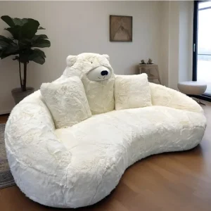 Kids Bedroom Animal Series Double Seat White Bear Sofa Set Cute Children Soft Lazy Sofa
