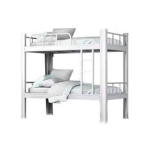 Kids School Metal Bunk Bed with Wardrobe Drawers Modern Design Knock down Structure for Dormitory Apartment Bedroom Hospital Use