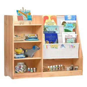 Kids Wooden Bookshelf Baby Children Preschool Library Classroom Living Room Storage Lockers Toy Organizers Book Shelf Furniture