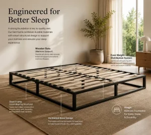 King Size Mattress Set with Modern Design Assembled Metal Hotel Bed Frame Slatted for Bedroom Use