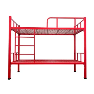 King Student Dormitory Bedroom Furniture Black Single Red Metal Frame Hostel Modern Iron Bunk Bed with Stairs