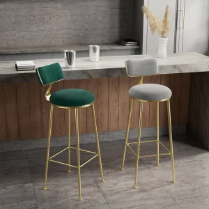 Kitchen Bar Seat Height Stools Upholstered Velvet High Barstools Metal Legs Frame Gold Restaurant Commercial Use Modern