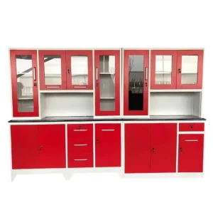 Kitchen and Living Room Cabinet with Drawers and Shelves Home Furniture Metal Cabinet with Glass Doors Suitable for Home Use