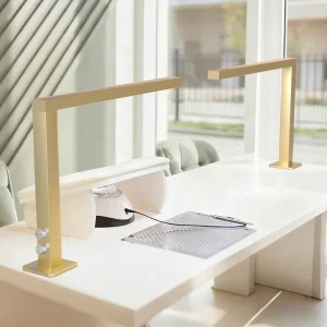 Knob Control 27Inch Professional 48W L Shape LED Desk Lamp Gold Nail Light Customized Eyelash Lamp for Nail Salon