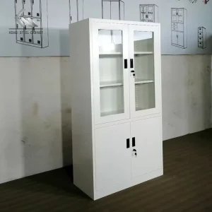 Knock Down Metal Storage Cabinet Glass Door Steel File Cupboard Office Furniture Display Cabinet