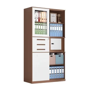 Knock Down Two Tone 3 Drawer File Cabinet with Safe Brown & White Steel Iron Door Lockable Storage for Financial Documents