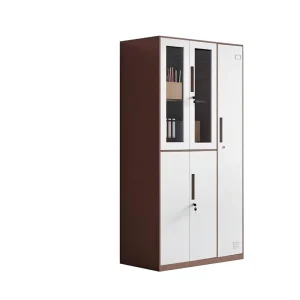 Knock Down Two Tone 5 Iron Door File Cabinet Brown White Steel with 3 Shelves Lockable Storage for Financial Documents