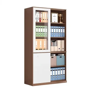 Knock Down Two Tone Large Storage File Cabinet Brown & White Steel Lockable Cabinet for Financial Documents