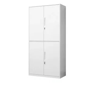 Knock Down White 2 Section Steel File Cabinet with Adjustable Shelves Lockable Storage for Files & Financial Documents